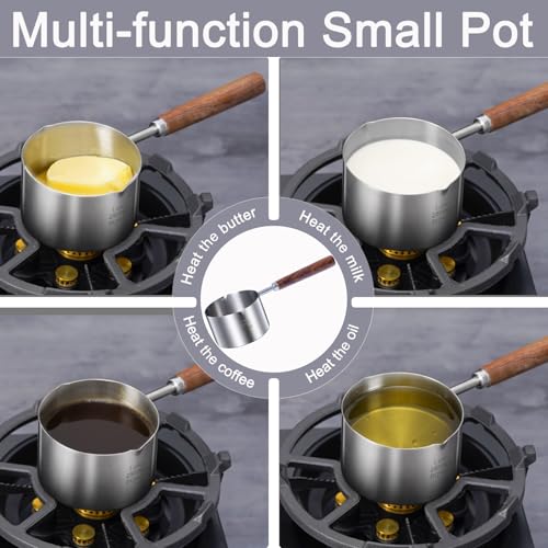 Stainless Steel Mini Pot - 8.5oz Butter & Milk Warmer with Dual Spouts