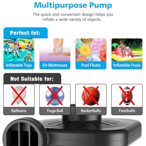 Motorenbau Electric Air Pump for Inflatables - 110V AC/12V DC, 3 Nozzles