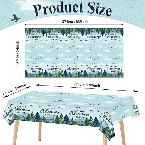 Adventure Awaits Tablecloths - 3 Pack Disposable Plastic Covers for Parties
