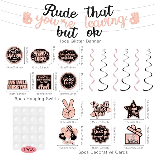 Pre-Strung Rose Gold Glitter Goodbye Banner for Farewell Parties