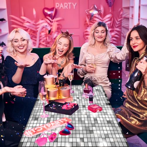 4 Pack Pink Cowgirl Disco Tablecloths - 54 x 108 Inch Party Decor