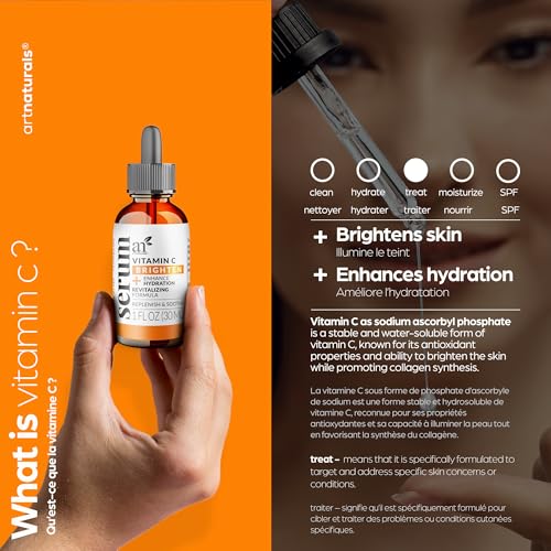 ArtNaturals Vitamin C Serum with Hyaluronic Acid, 1 oz - Anti-Aging & Brightening
