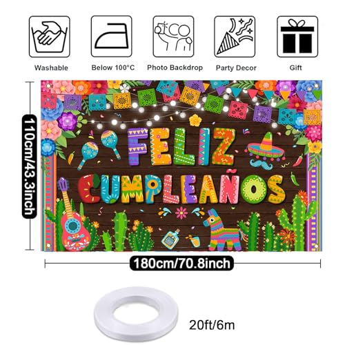 Feliz Cumpleaños Banner Backdrop - Mexican Birthday Party Decor