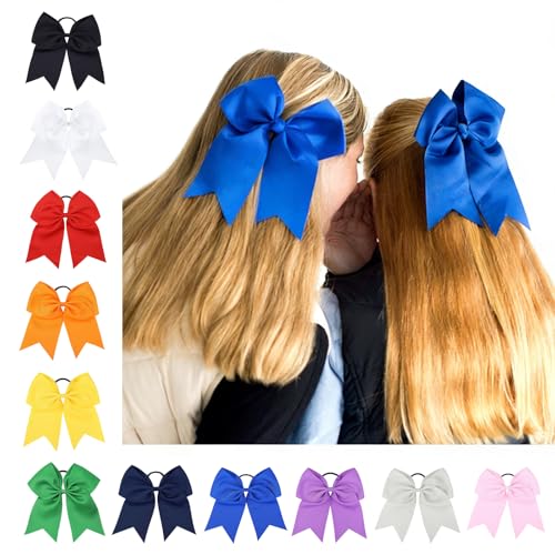 Blue Cheer Bows for Cheerleaders 2-Pack Elastic Hair Bows for Girls