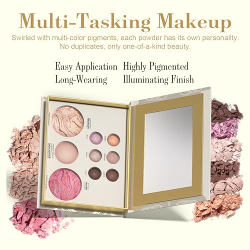 MOOMARTO All-in-One Baked Face Palette: Eyeshadow, Bronzer, Blush & Highlighter