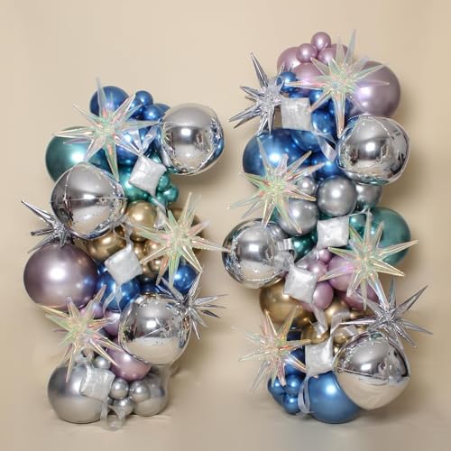 Iridescent Star Balloons - 9 Pack 22-Inch Foil Party Decorations