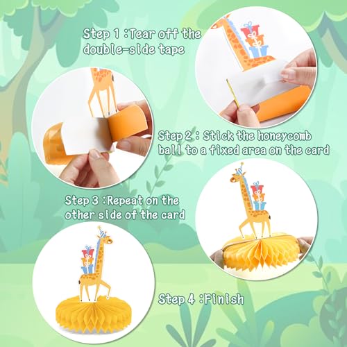 12 PCS Safari Animal Parade Honeycomb Centerpieces for Parties