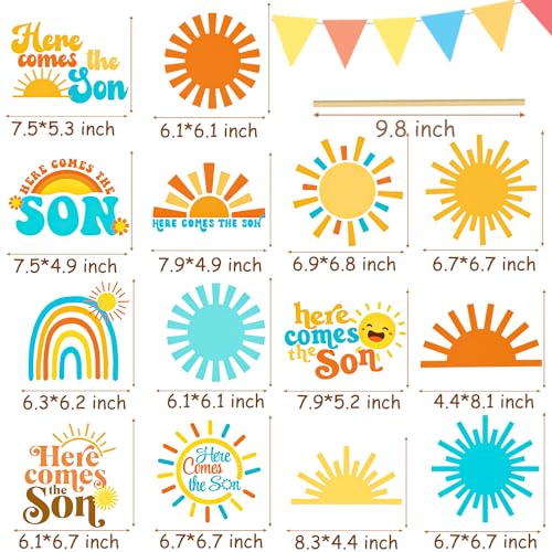 Here Comes The Son Centerpiece Sticks - 28Pcs Rainbow Baby Shower Decor