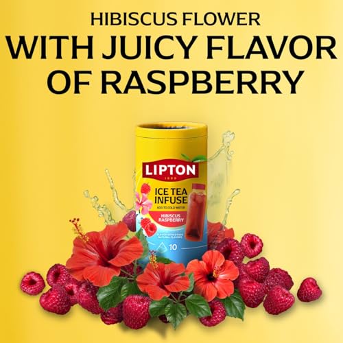 Lipton Hibiscus Raspberry Cold Brew Tea Bags - 10 Count Pack