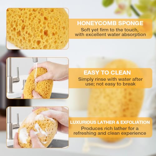 Flintronic Large Bath Sponge Set - Exfoliating Shower Sponges for Sensitive Skin