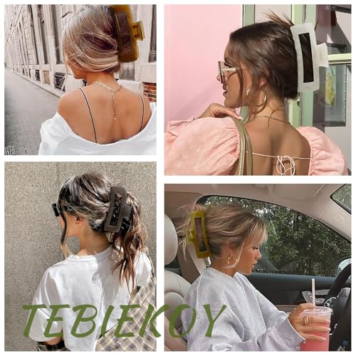 TEBIEKOY Olive Mist Extra Large 5-Inch Hair Claw Clips for Thick Hair
