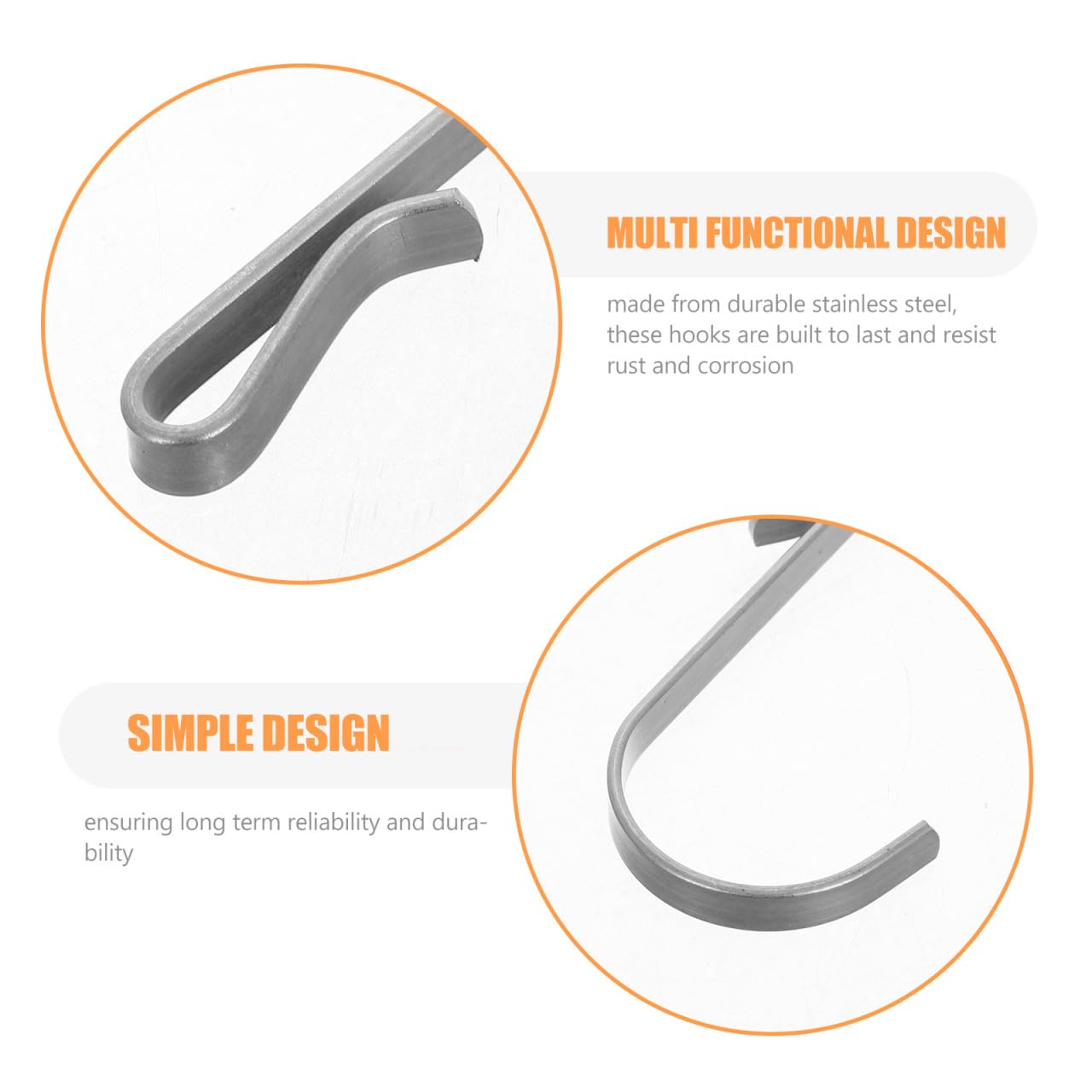POPETPOP 20-Pack Stainless Steel J-Hooks Heavy Duty Wire Rack Hooks – Rustproof Clip-On Hanging for Pots, Towels, Clothes – Kitchen, Bathroom, Closet Storage
