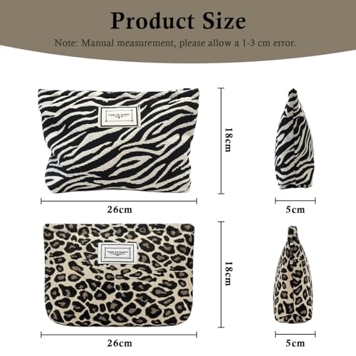 Sunolkie 2-Pack Corduroy Makeup Bag - Travel Cosmetic Pouch Organizer