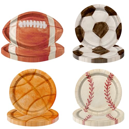 40Pcs Sports Birthday Party Plates Set - Football, Soccer, Basketball & Baseball