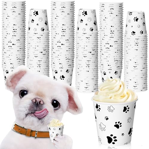 Yungyan 100 Pcs Disposable Mini Pup Cups with Paw Print Design
