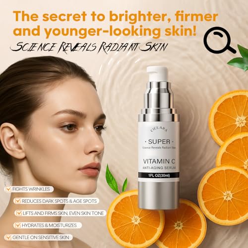 CIELARA 20% Vitamin C Serum for Face with Hyaluronic Acid & Collagen