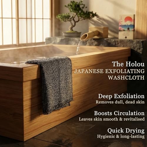 HOLOU Japanese Exfoliating Washcloth - 120cm Dual-Sided Back Scrubber
