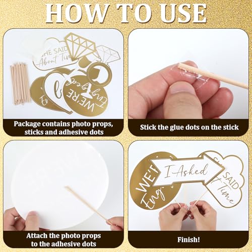 40Pcs Engagement Photo Booth Props - Fun Party Decorations