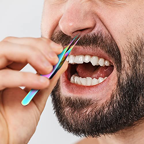 Honoson Rainbow Color Precision Tweezers for Ingrown Hair Removal, 6 Pack