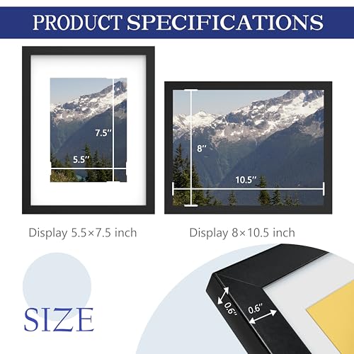 An&He 8.5 x 11 Black Wooden Picture Frame with HD Glass