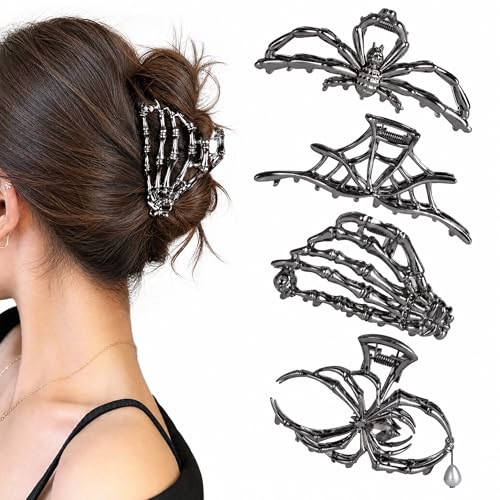 Vigorpace 4 Pack Spider Hair Claw Clips Halloween Goth Hair Accessories for Women