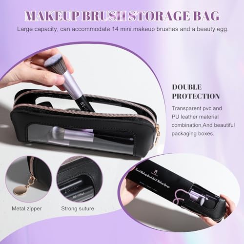 BS-MALL 14 Pcs Makeup Brush Set with Travel Case - Versatile Tools for Foundation, Eyeshadow, and Blush