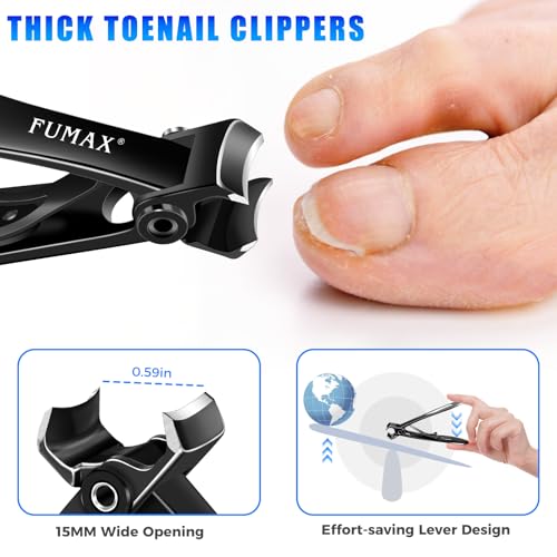 FUMAX Heavy Duty Toenail Clipper Set for Thick Nails with Wide Opening