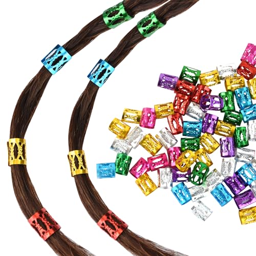 150 Pcs Aluminum Hair Jewelry for Braids & Dreadlocks - Multi Color Rings & Clips