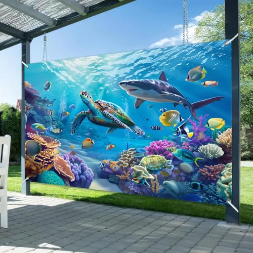 BlissYard Underwater World Banner | Marine Life Backdrop 71x43