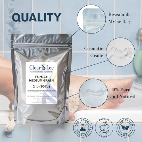 ClearLee 32oz Medium Grain Cosmetic Pumice for Skin Exfoliation & DIY Scrubs