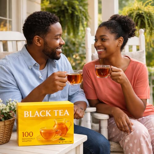 100 Count Premium Black Tea Bags - Individually Wrapped for Hot or Iced Tea