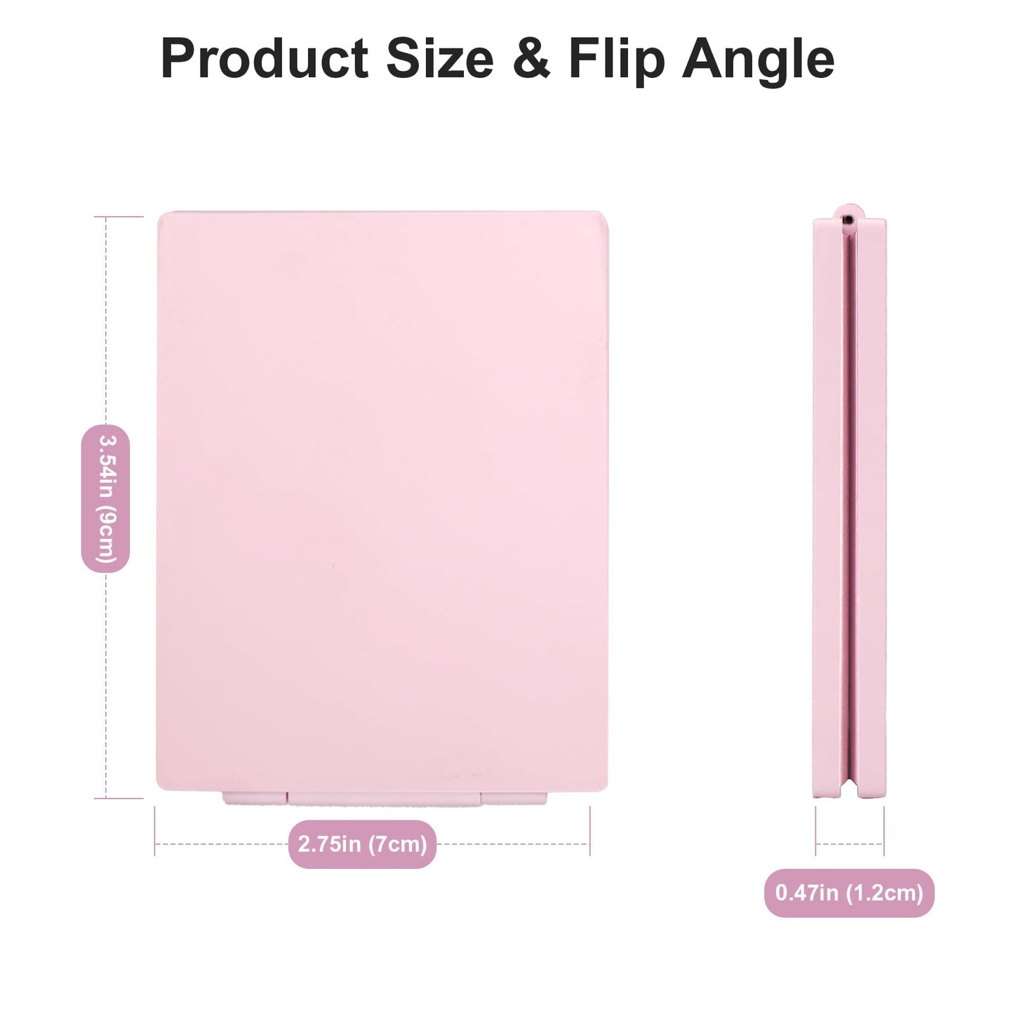 Kintion Compact Mirror, 1x/3x Portable Travel Mirror for Pocket, Purse, Handbag, Pink