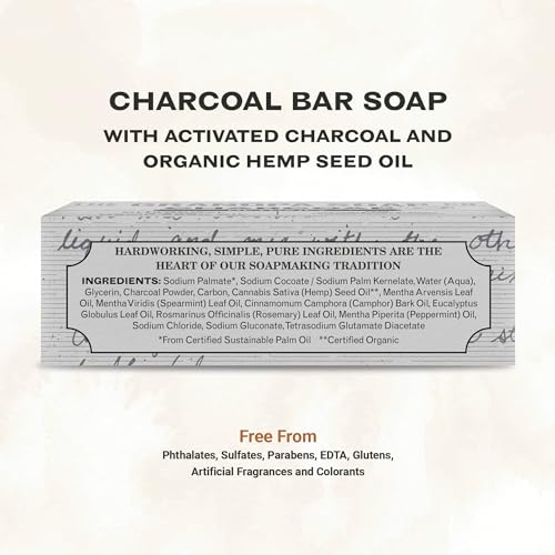 Grandpa's Charcoal Bar Soap with Hemp & Mint - Detoxifying Face & Body Wash