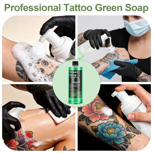 Ponhey Tattoo Green Soap Cleansing Kit with Foam Dispenser & Gloves