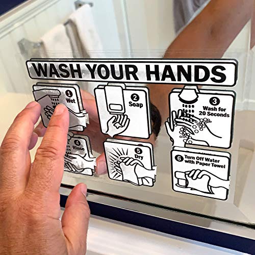 Wash Your Hands Clear Vinyl Decals - 5" x 7" Static Cling Pack of 4