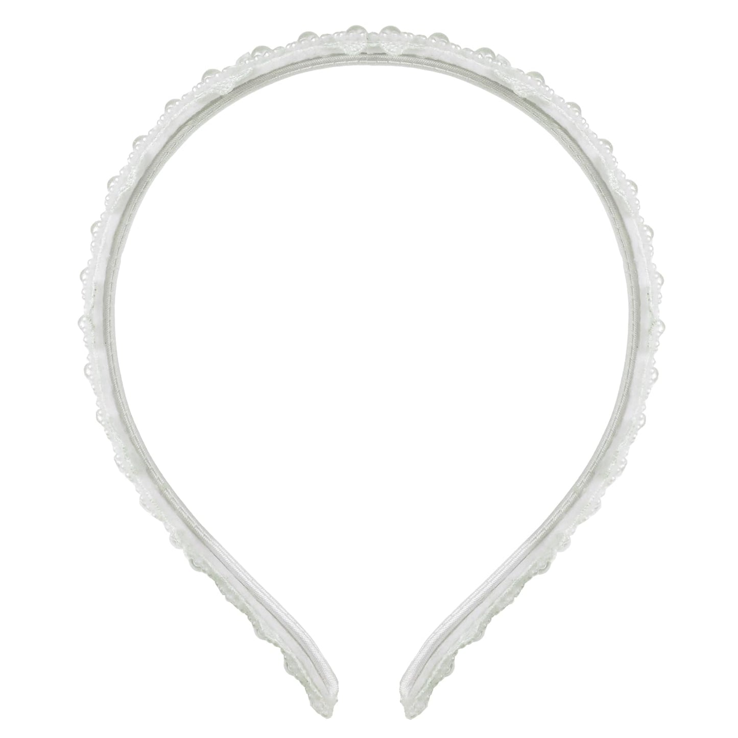 Merroyal White Pearl Lace Flower Headband, First Communion Hair Accessory, Wedding Christening Hairpiece
