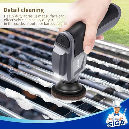 MR.SIGA Heavy Duty Abrasive Pad Refills for Electric Spin Scrubber - 10 Pack