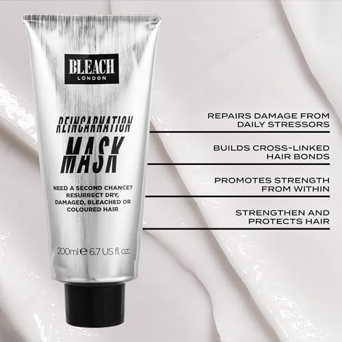 Bleach London Reincarnation Mask: Bond-Restoring Protein Hair Treatment Repairs and Nourishes Dry Damaged Hair - Vegan & PETA-Approved (200ml / 6.8oz)