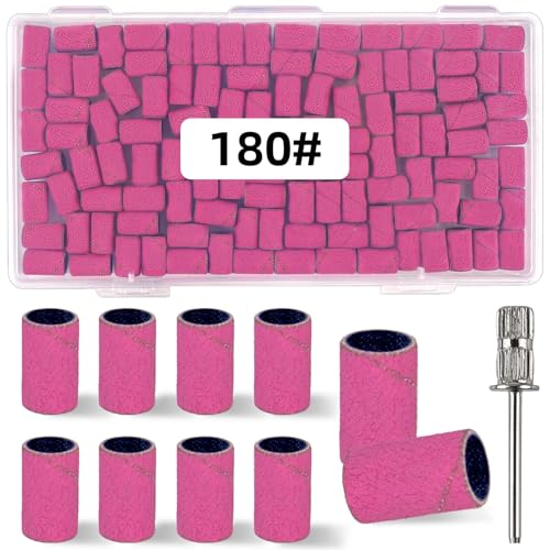 100 Pink 180 Grit Sanding Bands for Nail Drill - Professional Use