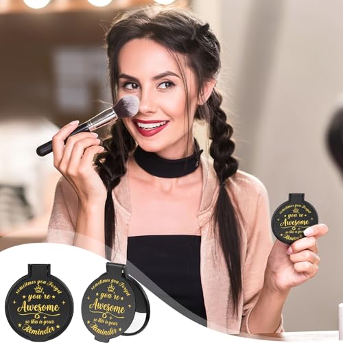 Gulfmew 36Pcs Mini Compact Mirrors Bulk Gift Black – 2.76 In, Pocket Size