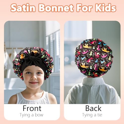 3-Piece Kids Satin Hair Bonnet Set - Soft Sleep Cap for Children