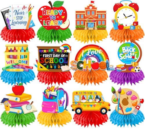 12Pcs Back to School Centerpieces - Honeycomb Table Decorations