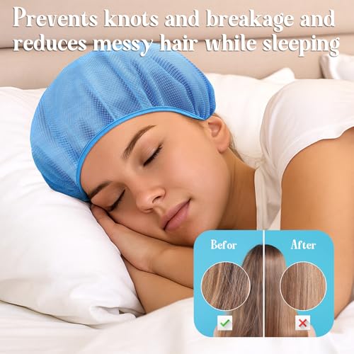 4 Pack Mesh Sleep Bonnets for Women - Soft, Breathable Hair Nets