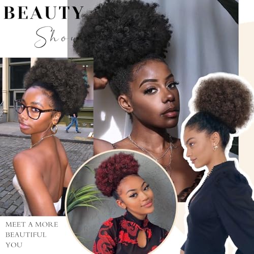 AISI QUEENS Short Afro Puff Drawstring Ponytail, Large, 1B#