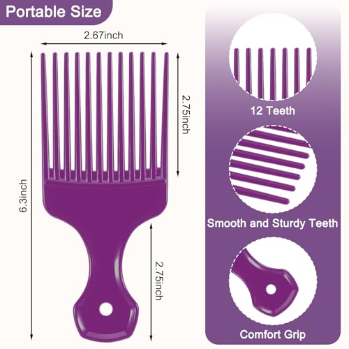 SIMPOR Wide Tooth Hair Pick Comb - 2 Pack for Curly & Afro Hair