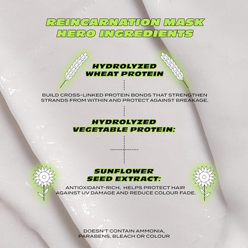 Bleach London Reincarnation Mask: Bond-Restoring Protein Hair Treatment Repairs and Nourishes Dry Damaged Hair - Vegan & PETA-Approved (200ml / 6.8oz)