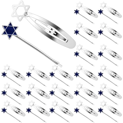 48 Pcs Star of David Kippah Clips - Metal Yarmulke Hair Fasteners