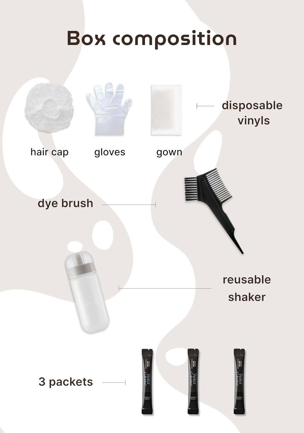 Korean Permanent Hair Dye Kit - Medium Brown Powder Color for Gray Coverage | Vegan Plant-Based Formula, Easy Application