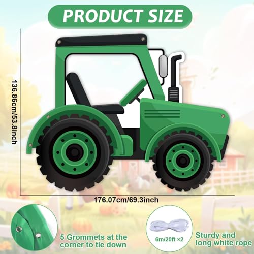 Tractor Photo Backdrop Banner for Farm Themed Parties - 5.8x4.5 ft