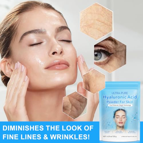 Hyaluronic Acid Powder, 100% Ultra-Pure Serum Powder for Skin, High